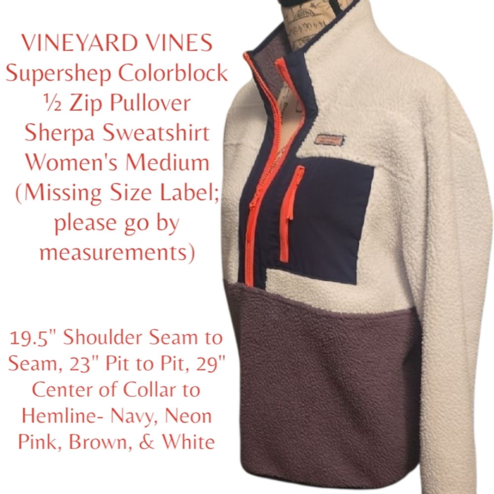 Vineyard Vines Sherpa Colorblock ½ Zip Pullover Women's MEDIUM- Supershep